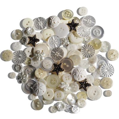 Buttons Galore Treasure Box Fancy Designer Buttons for Sewing and Crafts - 100+ Buttons - Sea Salt Image 1