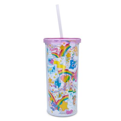 Care Bears Rainbow Stars Carnival Cup With Lid and Straw  Holds 20 Ounces Image 1
