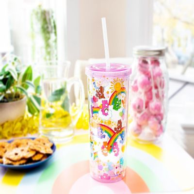 Care Bears Rainbow Stars Carnival Cup With Lid and Straw  Holds 20 Ounces Image 3