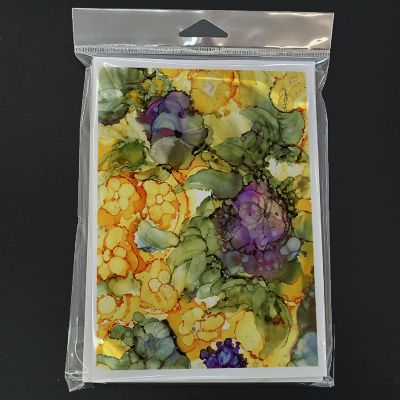 Caroline's Treasures Abstract Flowers Purple and Yellow Greeting Cards and Envelopes Pack of 8, 7 x 5, Flowers Image 2