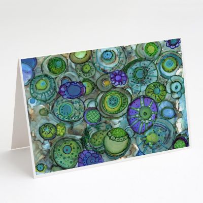 Caroline's Treasures Abstract in Blues and Greens Greeting Cards and Envelopes Pack of 8, 7 x 5, Flowers Image 1