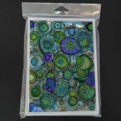 Caroline's Treasures Abstract in Blues and Greens Greeting Cards and Envelopes Pack of 8, 7 x 5, Flowers Image 2