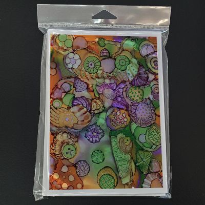 Caroline's Treasures Abstract in Purple Green and Orange Greeting Cards and Envelopes Pack of 8, 7 x 5, Flowers Image 2
