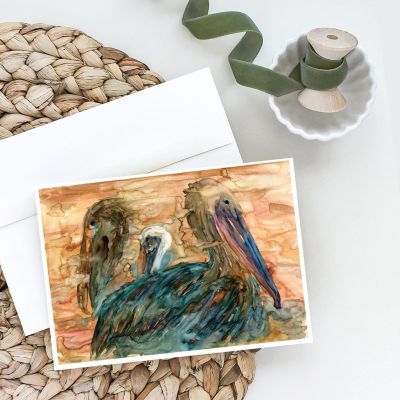 Caroline's Treasures Abstract Pelicans Greeting Cards and Envelopes Pack of 8, 7 x 5, Birds Image 1
