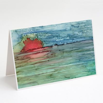 Caroline's Treasures Abstract Sunset on the Water Greeting Cards and Envelopes Pack of 8, 7 x 5, Nautical Image 1