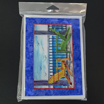 Caroline's Treasures Adirondack Chairs Blue Greeting Cards and Envelopes Pack of 8, 7 x 5, Nautical Image 2