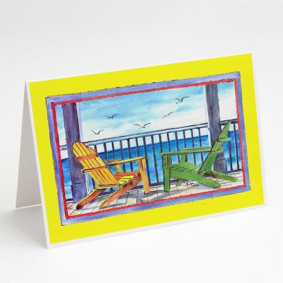 Caroline's Treasures Adirondack Chairs Yellow Greeting Cards and Envelopes Pack of 8, 7 x 5, Nautical Image 1