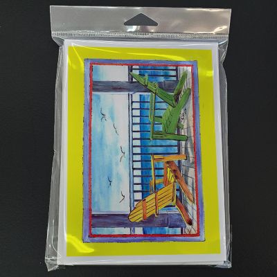 Caroline's Treasures Adirondack Chairs Yellow Greeting Cards and Envelopes Pack of 8, 7 x 5, Nautical Image 2