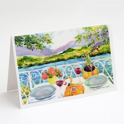 Caroline's Treasures Afternoon of Grape Delights Wine Greeting Cards and Envelopes Pack of 8, 7 x 5, Drink Image 1