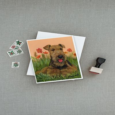 Caroline's Treasures Airedale Terrier Poppies Greeting Cards and Envelopes Pack of 8, 7 x 5, Dogs Image 2