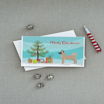 Caroline's Treasures Akita Shepherd Christmas Tree Greeting Cards and Envelopes Pack of 8, 7 x 5, Dogs Image 2