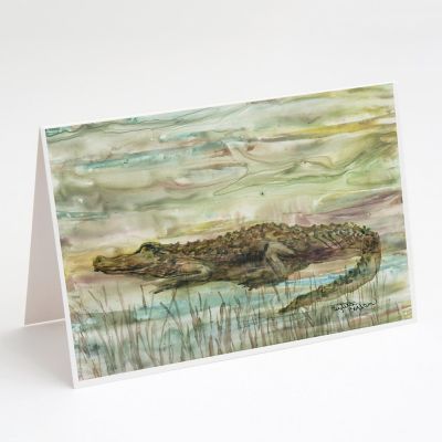 Caroline's Treasures Alligator Sunset Greeting Cards and Envelopes Pack of 8, 7 x 5, Reptiles Image 1
