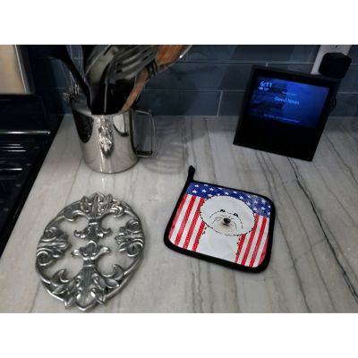 Caroline's Treasures American Flag and Bichon Frise Pair of Pot Holders, 7.5 x 7.5, Dogs Image 2