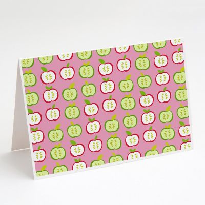 Caroline's Treasures Apples on Pink Greeting Cards and Envelopes Pack of 8, 7 x 5, Food Image 1