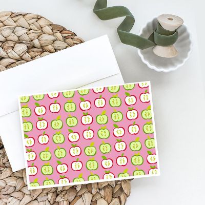 Caroline's Treasures Apples on Pink Greeting Cards and Envelopes Pack of 8, 7 x 5, Food Image 1