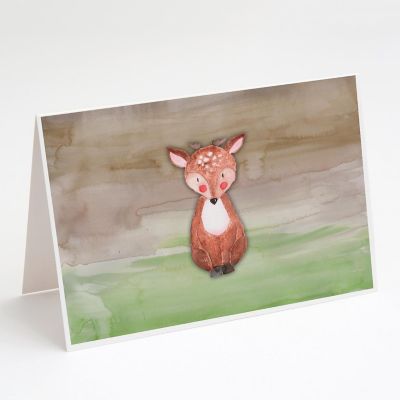 Caroline's Treasures Baby Deer Watercolor Greeting Cards and Envelopes Pack of 8, 7 x 5, Farm Animals Image 1