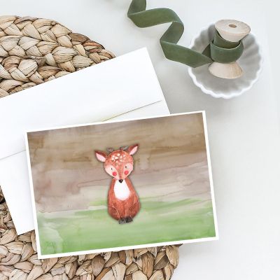 Caroline's Treasures Baby Deer Watercolor Greeting Cards and Envelopes Pack of 8, 7 x 5, Farm Animals Image 1