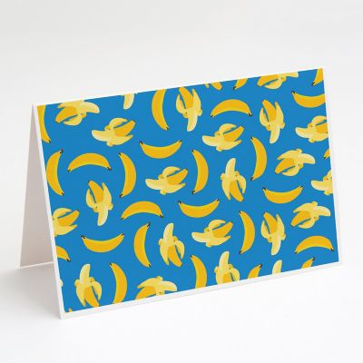 Caroline's Treasures Bananas on Blue Greeting Cards and Envelopes Pack of 8, 7 x 5, Food Image 1