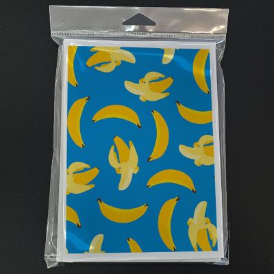 Caroline's Treasures Bananas on Blue Greeting Cards and Envelopes Pack of 8, 7 x 5, Food Image 2