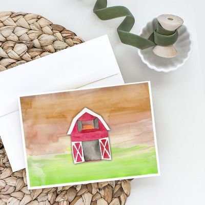 Caroline's Treasures Barn Watercolor Greeting Cards and Envelopes Pack of 8, 7 x 5, Image 1
