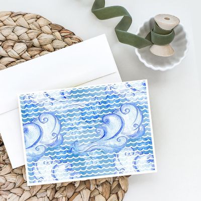 Caroline's Treasures Beach Watercolor Abstract Waves Greeting Cards and Envelopes Pack of 8, 7 x 5, Nautical Image 1