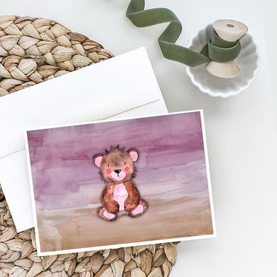 Caroline's Treasures Bear Cub Watercolor Greeting Cards and Envelopes Pack of 8, 7 x 5, Wild Animals Image 1