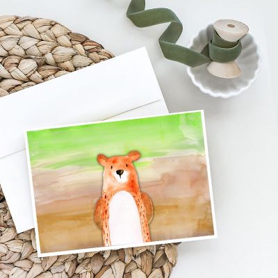 Caroline's Treasures Bear Watercolor Greeting Cards and Envelopes Pack of 8, 7 x 5, Wild Animals Image 1