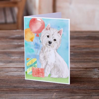 Caroline's Treasures Birthday, Happy Birthday Westie Greeting Cards and Envelopes Pack of 8, 7 x 5, Dogs Image 1