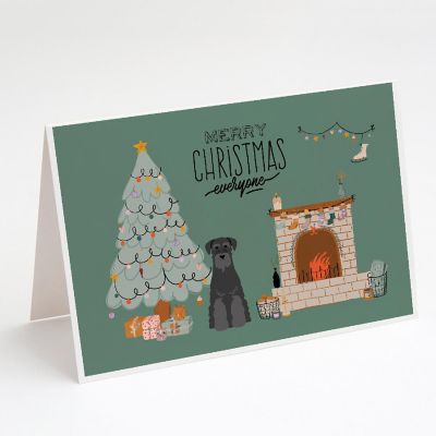 Caroline's Treasures Black Standard Schnauzer Christmas Everyone Greeting Cards and Envelopes Pack of 8, 7 x 5, Dogs Image 1