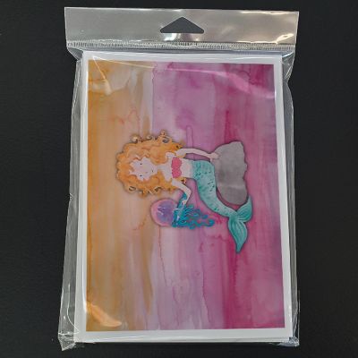 Caroline's Treasures Blonde Mermaid Watercolor Greeting Cards and Envelopes Pack of 8, 7 x 5, Fantasy Image 2