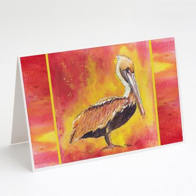Caroline's Treasures Brown Pelican Hot and Spicy Greeting Cards and Envelopes Pack of 8, 7 x 5, Birds Image 1