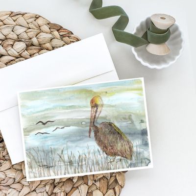 Caroline's Treasures Brown Pelican Watercolor Greeting Cards and Envelopes Pack of 8, 7 x 5, Birds Image 1