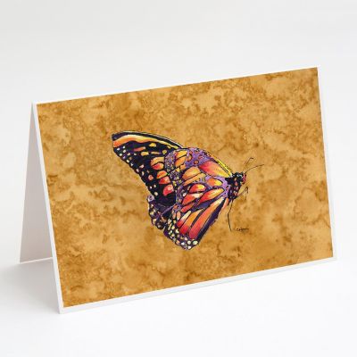 Caroline's Treasures Butterfly on Gold Greeting Cards and Envelopes Pack of 8, 7 x 5, Insects Image 1
