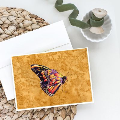 Caroline's Treasures Butterfly on Gold Greeting Cards and Envelopes Pack of 8, 7 x 5, Insects Image 1