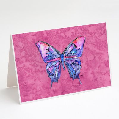 Caroline's Treasures Butterfly on Pink Greeting Cards and Envelopes Pack of 8, 7 x 5, Insects Image 1