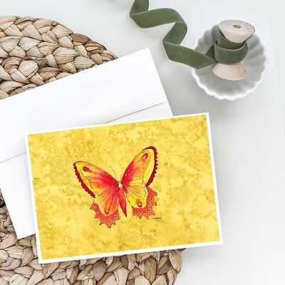 Caroline's Treasures Butterfly on Yellow Greeting Cards and Envelopes Pack of 8, 7 x 5, Insects Image 1