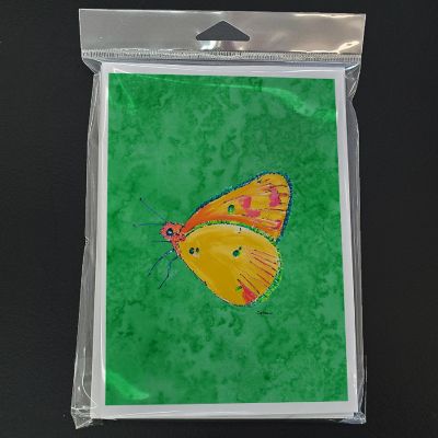 Caroline's Treasures Butterfly Orange on Green Greeting Cards and Envelopes Pack of 8, 7 x 5, Insects Image 2