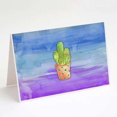 Caroline's Treasures Cactus Blue and Purple Watercolor Greeting Cards and Envelopes Pack of 8, 7 x 5, Image 1