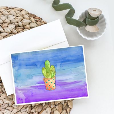 Caroline's Treasures Cactus Blue and Purple Watercolor Greeting Cards and Envelopes Pack of 8, 7 x 5, Image 1
