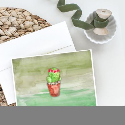 Caroline's Treasures Cactus Green Watercolor Greeting Cards and Envelopes Pack of 8, 7 x 5, Image 1