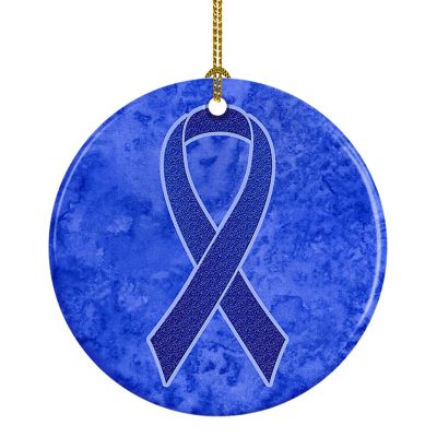 Caroline's Treasures, Ceramic Ornament, Dark Blue Ribbon, Colon Cancer Awareness, 2.8x2.8 Image 1