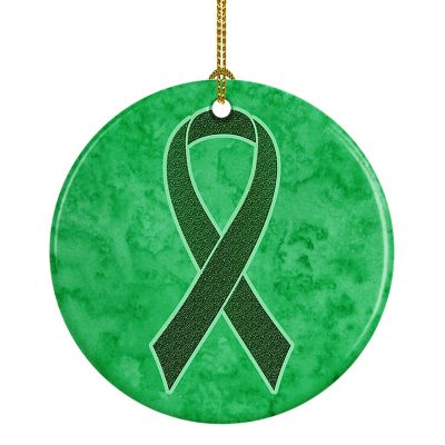 Caroline's Treasures, Ceramic Ornament, Emerald Green Ribbon, Liver Cancer Awareness, 2.8x2.8 Image 1