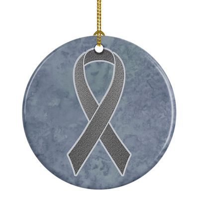 Caroline's Treasures, Ceramic Ornament, Grey Ribbon, Brain Cancer Awareness, 2.8x2.8 Image 1
