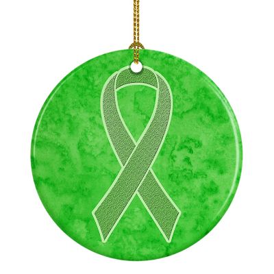 Caroline's Treasures, Ceramic Ornament, Lime Green Ribbon, Lymphoma Cancer Awareness, 2.8x2.8 Image 1