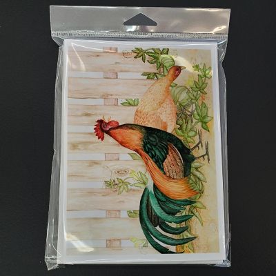 Caroline's Treasures Chicken and Rooster by Ferris Hotard Greeting Cards and Envelopes Pack of 8, 7 x 5, Farm Animals Image 2