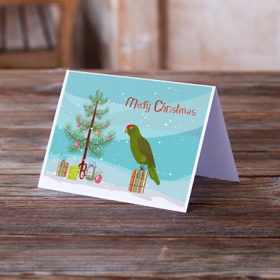 Caroline's Treasures Christmas, Amazon Parrot Merry Christmas Greeting Cards and Envelopes Pack of 8, 7 x 5, Birds Image 1