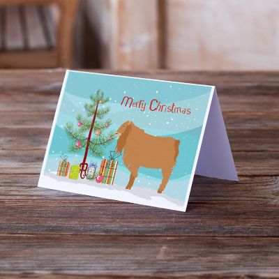 Caroline's Treasures Christmas, American Lamancha Goat Christmas Greeting Cards and Envelopes Pack of 8, 7 x 5, Farm Animals Image 1