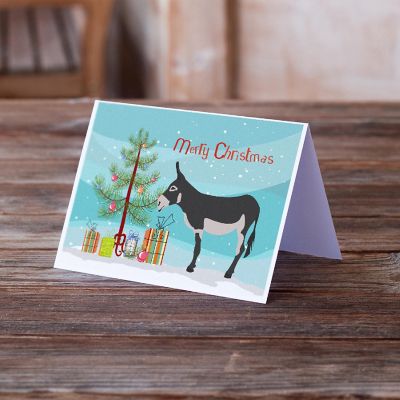 Caroline's Treasures Christmas, American Mammoth Jack Donkey Christmas Greeting Cards and Envelopes Pack of 8, 7 x 5, Farm Animals Image 1