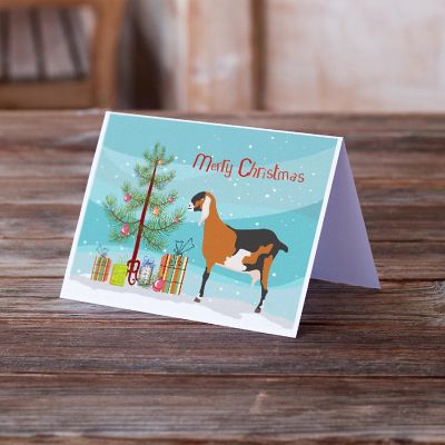 Caroline's Treasures Christmas, Anglo-nubian Nubian Goat Christmas Greeting Cards and Envelopes Pack of 8, 7 x 5, Farm Animals Image 1