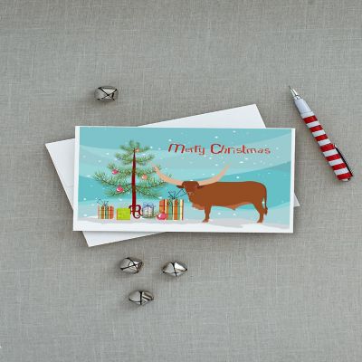Caroline's Treasures Christmas, Ankole-Watusu Cow Christmas Greeting Cards and Envelopes Pack of 8, 7 x 5, Farm Animals Image 2